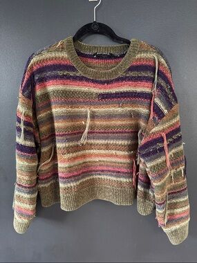 Disturbia Multicolor Cropped Sweater with Tassles.
